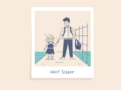 Idiot Sister boy character children family girl illustraion photo walk