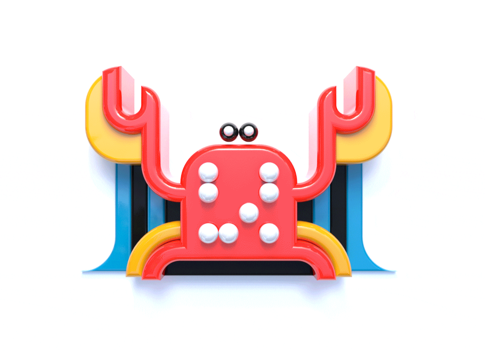 Crab Illustration (design process) 2d 3d 3d art 3d design art bright c4d cinema 4d color crab creation design digital flat gif graphic design icon layer process vector