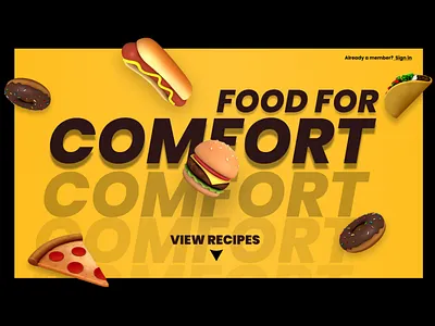 Comfort food : Recpie website beautiful black comfort design dribbbleweeklywarmup figma food minimal ui website yellow