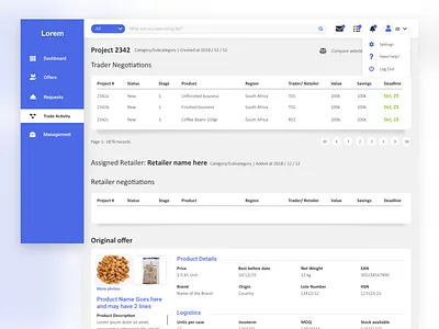 Parallel Market Software dashboard design experience landing page paralel market product retail software software design tables ui ux website