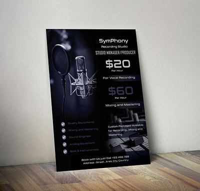 Recording Studio FLyer business flyer corporate flyer design flat flat minimal flyer illustration minimal professional flyer typography