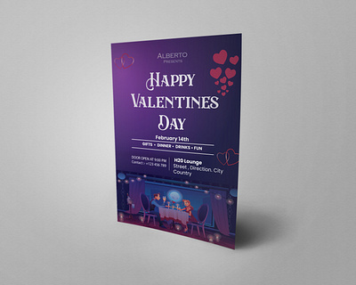 Flyer for Valentines Day business flyer corporate flyer design flat minimal flyer illustration minimal professional flyer simple flyer typography