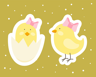 Easter little chickens. Vector baby shower stickers baby bsby shower chicken children cute easter easter stickers egg eggshell illustration illustrator kid stickers vector