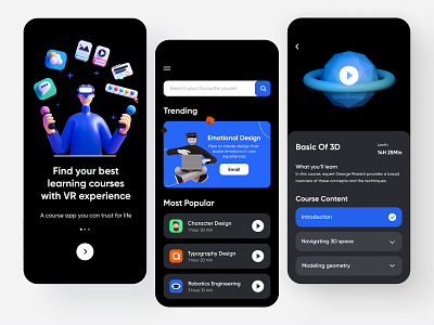Online Courses - Mobile Application 2020 trend 3d app application course app design e learning education education app educational learning learning app learning platform minimal mobile app ui user experience user interface ux virtualreality