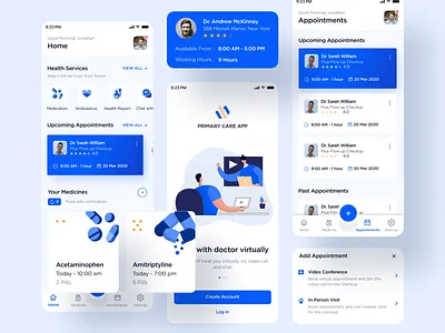 Primary Care App appointment doctor medicine mobiledesign onboarding telehealth telemedicine ui ux