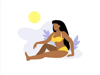 Girl in bikini on beach under the sun. Holiday concept beach bikini girl holiday illustration sun tunning vector