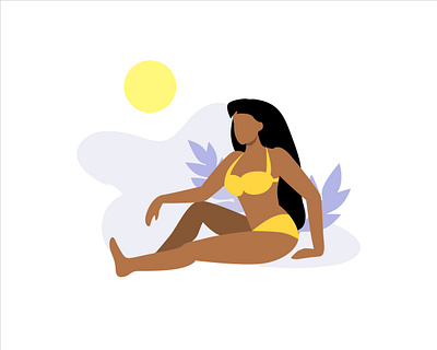 Girl in bikini on beach under the sun. Holiday concept beach bikini girl holiday illustration sun tunning vector