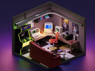 Hacker room 3d 3d art 3d illustration blender blender 3d blender3d blender3dart blenderartist blendercommunity blendercycles lowpoly lowpoly3d lowpolyart lowpolyblender