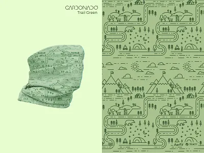 Pattern Illustration | Trail Green | for Carbonado apparel headwear hiking illustration illustrator pattern pattern design print procreate trail trekking