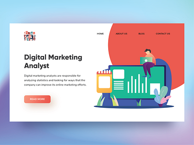 Explore 09 - Landing Page Digital Marketing Analyst analyst digital flatdesign illustration landing page design landingpage marketing ui vector web website