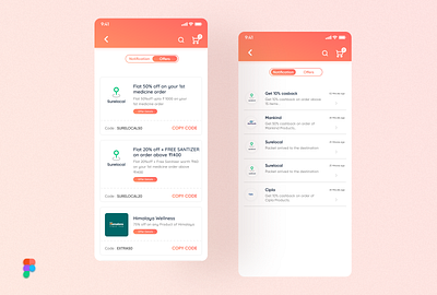 Offers / Notifications UI medicine notification notifications offer offers orange orange ui ui ui design