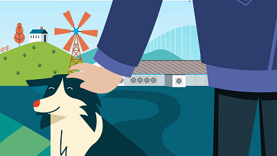 The farmer's dog animals border collie cute dog farm illustration nature vector