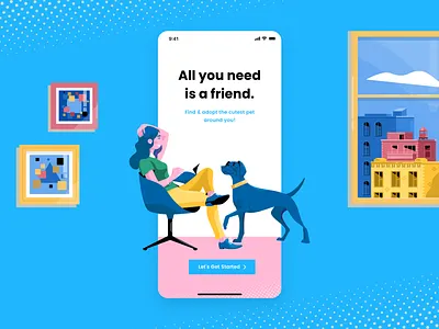 Adopt a Pet branding clean ui concept daily ui daily ui challenge design illustration launch screen ui ui design user experience design user inteface ux