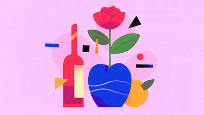 Still life 2d abstract flat illustration shapes