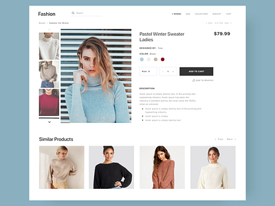 ecommerce product page clothes color description design ecommerce modern online seller online shop online store price product page size sweater webdesign website