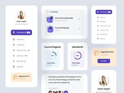 Dashboard UI Elements card course dashboard ui design ui elements web design