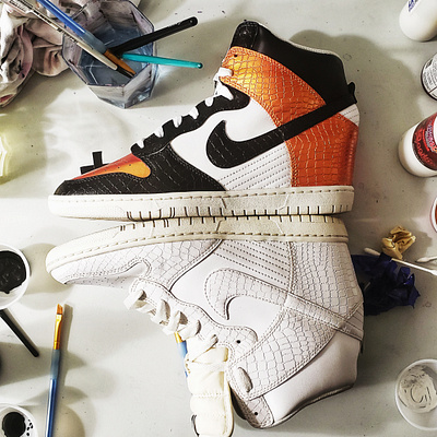 I'm calling them 'Gold Gators' customshoes customsneakers nike nike custom sneaker art sneaker custom sneakers