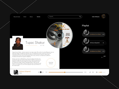 Musicly black black white design golden minimal music music player musician ui ui design uidesign web webdesign white