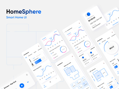 Home Sphere UI (Smart Home Kit) branding design freebie minimal minimalism minimalistic smart home smart house smart tv smarthome ui ui kit ui kits uidesign uikit ux