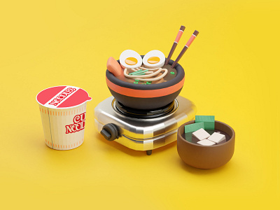 NOODLE time! 3d art animation app art direction art director blender3d booking app c4dart cute doodle food and drink food app food illustration illustration japanese mobile ui noodle ui uiux web