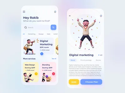 Digital Agency App Design agency app clean colorful creative design agency digital agency digital marketing illustration marketing marketing app product design seo ui ux web design