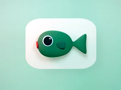 Fish 3d blender fish icon illustraion logo