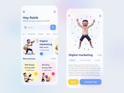 Digital Agency App Design agency app clean colorful creative design agency digital agency digital marketing illustration marketing marketing app product design seo ui ux web design