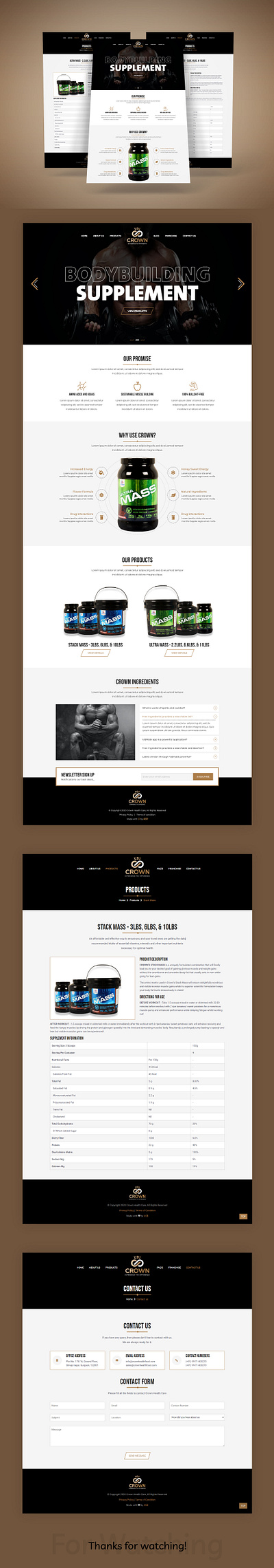 Crown Health Care branding design supplement typography website wordpress theme