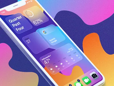 Glass Widgets apps dribbble frosted glass glass glass effect gradients icons illustrator iphone layout mobile mockup noise organic shapes photoshop soft ui texture ui widgets xd