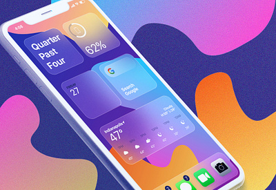 Glass Widgets apps dribbble frosted glass glass glass effect gradients icons illustrator iphone layout mobile mockup noise organic shapes photoshop soft ui texture ui widgets xd