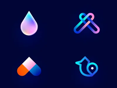 LogoIcon Folio 8 bird branding creative design design designer digital designer drop freelance gradient heart india logo monogram minimal design monogram symbol tracker visual identity design