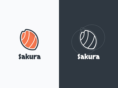 Sakura-Sushi shop branding cherry cherryblossom idenity illustration illustrator japan japanese culture japanese food logo logo identity logo sign logos minimal orange sakura sign sushi vector