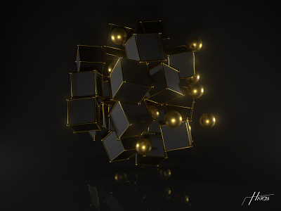 Cubes 3D artwork - Black Gold 3d 3d art 3dartworkgold 3dgold aesthetic artwork black black gold cinema4d design gold gold art gold artwork gold3d guga tevdorashvili hardy photoshop redshift