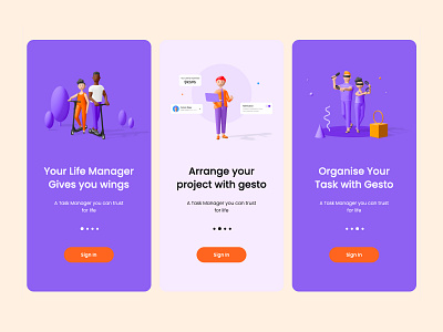 Login Steps Screen 3d 3d art amptus app design home screen life manager strap ui ux