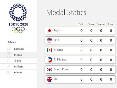 Daily UI 019 100daychallenge 100days 2020 aesthetic basic beginner dailyui dailyuichallenge design flags leaderboard leaderboards olympic games olympics olympics games tokyo ui ux