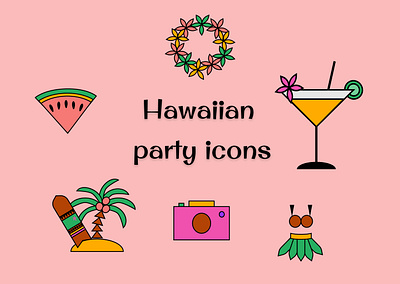 Hawaiian party icons design figma hawaii holidays icon icon kit icon set icons party summer summervibes ui uidesign vector