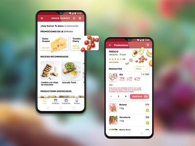 Green Market App - UI Design design food market recipe recipe app ui ux vegetables