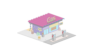 gas station building isometry vector