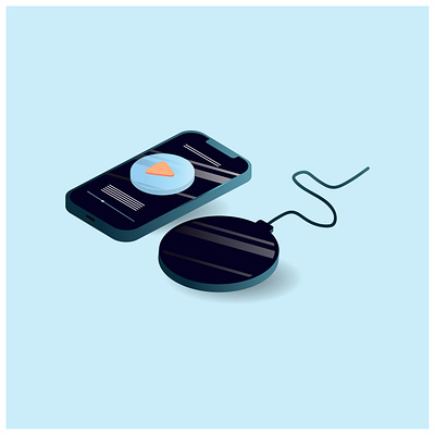 Isometric smartphone with wireless charging pad abundance asset branding cartoon cook book design flat icon illustration ui