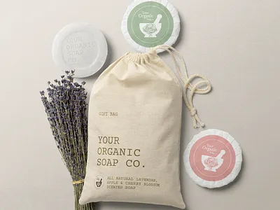 Your Organic Soap Co. Logo Design beauty cloth bag cosmetics handmade health food shop herbalist lavender logo natural natural cosmetics organic organic logo organics package design packaging scented soap soap soap packaging