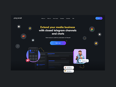 PayWall Landing Page Design creativity daily homepage illustration landing landing page main page telegram ui webdesign website
