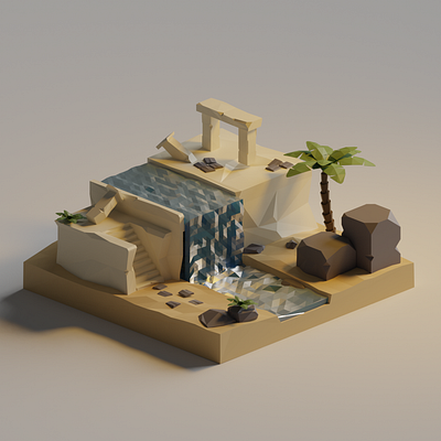Desert ancient diorama lowpoly 3d artist diorama isometric design lowpoly3d