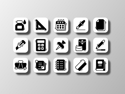 Stationery 02 (Glyph) design doodle education flat glyph icon icon bundle icon set iconfinder iconography illustration pictogram school solid stationery supplies ui uiux uiuxdesign vector