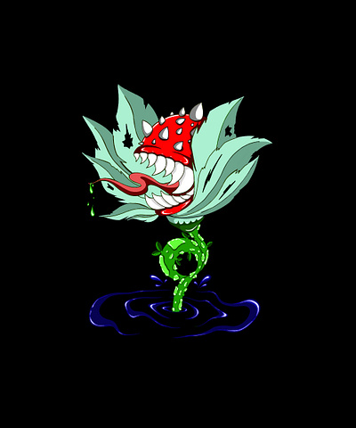 Poison alien angry art black design flower green illustrator logo picture predator water