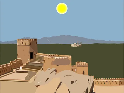 Nakhal Fort - Oman illustration nakhalfort oman
