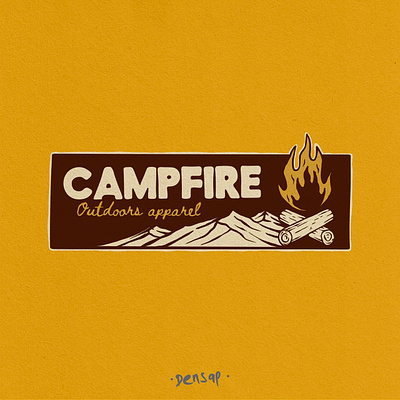 Campfire illustration badge design badge logo badgedesign branding hand drawn illustration illustrator logo illustration tshirt tshirt design vintage