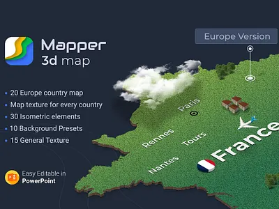 3D Mapper - 20 European Maps for Powerpoint 3d 3d illustrations backgrounds clean countries creative design europe flags isometric map illustration maps powerpoint powerpoint template pptx textures travel travelling