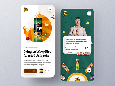 Pringles Website - Mobile version ecommerce flavor food homepage landing page mobile design mobile ui mockup potato potato chips pringles product responsive design restaurant snacks typography ui ux web design website