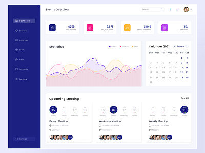 Event Dashboard Design calander dashboard discovery event interface management meeting meetup puple ui ui design ux