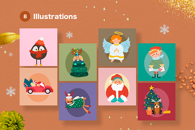 Christmas Illustrations adobe illustrator angel christmas christmas card christmas tree creative deer dog holidays pinguin santaclaus three vector vector illustration